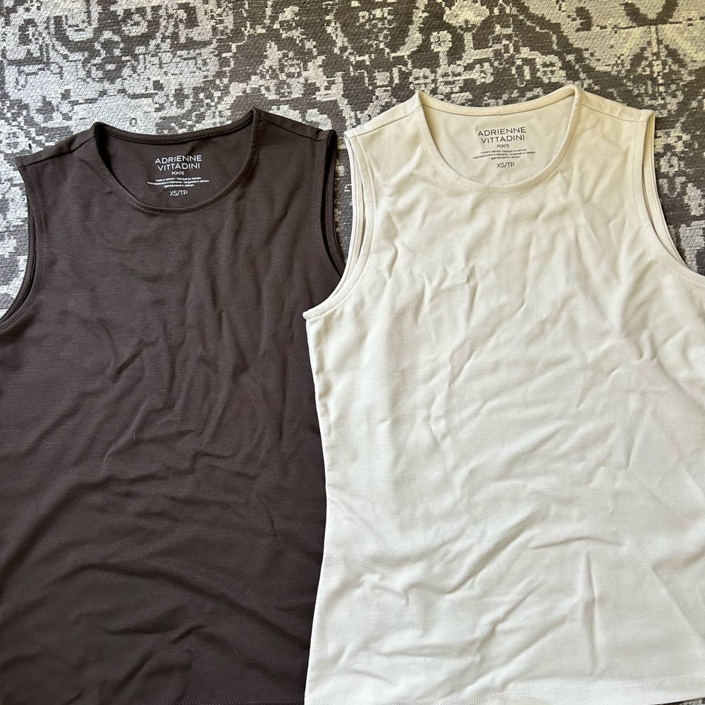 2 pieces NEW | Adrienne Vittadini Brown and Ivory Sleeveless Tank Top | - Picture 2 of 5